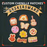 Patchs personnalisés en feutre non tissé avec broderie chenille 3D, faits à la main, thermocollants ou à coudre pour vêtements, chapeaux et sacs – Vente en gros
