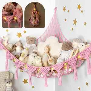 Hamac de rangement mural triangulaire ajustable en macramé style bohème pour poupées en peluche - Vente en gros - Product Image 3