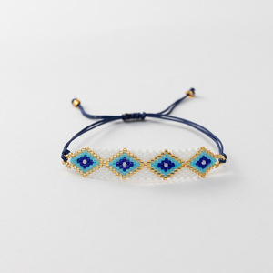 Nueva Pulsera Miyuki de Estilo Europeo Americano con Ojo Turco, Patrón Geométrico de Inspiración Étnica, Cuentas de Vidrio Esmaltado, para Turistas - Product Image 5