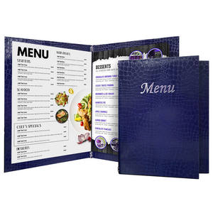 Cubierta de Menú de Cuero para Restaurante, Doble Página A4, con Cordón de Goma - Product Image 1