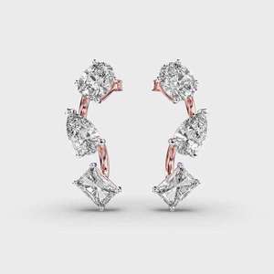 Boucles d'oreilles en argent sterling moderne de qualité supérieure avec diamants de laboratoire cultivés, plaquées rhodium, certifiées IGI, bijoux tendance pour femmes pour les fêtes - Product Image 3