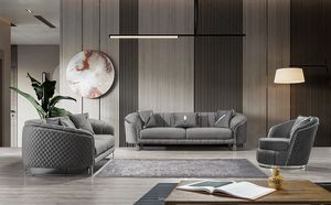 Winforce lujo moderno hecho a mano Terciopelo Azul 3 asientos sofá conjunto Suite diseños sala de estar sofá conjunto muebles - Product Image 6