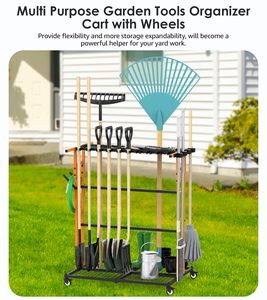 Carrello Organizzatore con Ruote per Garage e Giardino, Porta Attrezzi per Spazzole, Pale e Rastrelli - Product Image 6