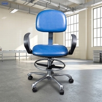 Chaise de laboratoire Leenol de haute qualité, pivotante à 360°, confortable, en PU noir, protection ESD, pour salle blanche