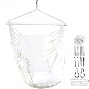 Silla Colgante para Balcón, Cómoda Silla Hamaca <span class=keywords><strong>de</strong></span> Tela <span class=keywords><strong>de</strong></span> Algodón, Silla Columpio para Hogar, Jardín y Patio - Product Image 3