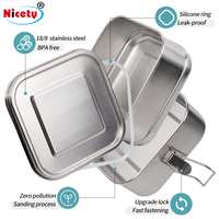 Boîte à lunch carrée en acier inoxydable, écologique, design moderne et élégant, à 2 étages, pour la préparation des repas des adultes
