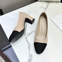 Nouveaux escarpins d'été Talons blocs de luxe pour femmes Chaussures à talons hauts en cuir