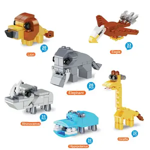 Juego de Mini bloques de construcción de animales para niños, juguete de construcción con ladrillos personalizados, estilo Jungle Story