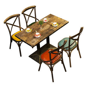 Venta caliente American Industrial Vintage Style Restaurant Coffee Table Fast Food Metal Cross Back Sillas <span class=keywords><strong>de</strong></span> comedor y juegos <span class=keywords><strong>de</strong></span> <span class=keywords><strong>mesa</strong></span> - Product Image 5