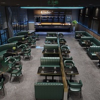 Ensemble de sièges de restaurant en cuir et table en bois pour café, bar, salle à manger, mobilier de bar commercial