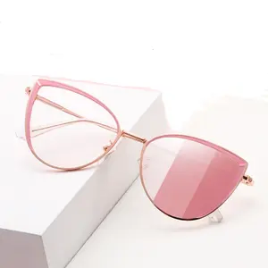 8217光致变色眼镜时尚时尚猫眼金属框防蓝光光学眼镜女眼镜