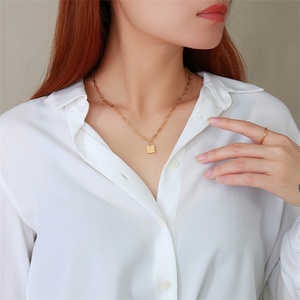 316L Stainless Steel 18k Gold Plated Customized Square Charm Choker <b>Necklace</b> for Women Wedding Gift Party Occasions - Product Image 6