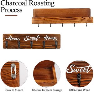 Clé en bois brun rustique et <span class=keywords><strong>organisateur</strong></span> de <span class=keywords><strong>courrier</strong></span> fixé au mur dans le couloir pour le stockage - Product Image 3