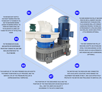 Machine à granulés de sciure de riz 1-1.5 T/h 90 kw Machine à granulés d'épi de maïs Moteur de traitement de granulés de biomasse Vente de noyau pour paille