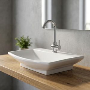 Évier de lavabo de salle de bain moderne en céramique et granit, à poser sur comptoir, à prix abordable - Product Image 6