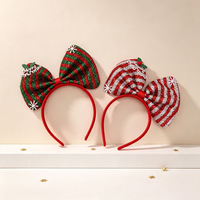 Serre-tête en peluche avec grand nœud de Noël en polyester, accessoire de coiffure festif pour fête, décoration mignonne pour costume de vacances pour enfants