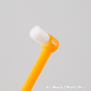Pet Toothbrush Round Head Soft Bristle Orange White PP Material For Cats And Dogs Grooming Tool - Product Image 1