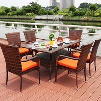 Ensemble table basse et chaises en rotin PE d'extérieur - Design moderne, options personnalisables pour jardins et cafés