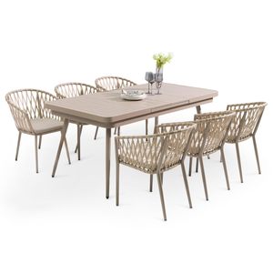 Sunny Garden Furniture Set Aluminium Dining Table with <strong>Cable</strong> Chairs - Product Image 1