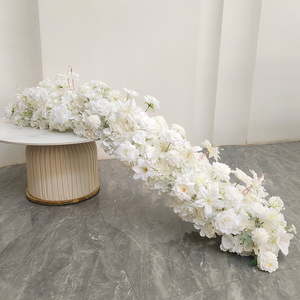 Runner di Fiori Artificiali Bianchi Mix Copertura per Pavimento per Corridoio Matrimoniale Decorazione Casa <span class=keywords><strong>Rose</strong></span> di Seta Gypsophila - Product Image 3