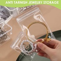 Pochette en PVC transparente épaisse auto-scellante, sac en plastique résistant à l'humidité pour cosmétiques avec fermeture éclair pour emballer des boucles d'oreilles, des bijoux, des colliers