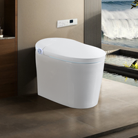 WC intelligent sans réservoir en céramique avec bidet intégré, monobloc, chasse automatique, ouverture/fermeture automatiques, siège chauffant, lavage à bulles, eau chaude, séchage