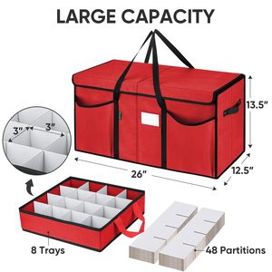 Giáng sinh trang trí hộp lưu trữ với ngăn, cao cấp kỳ nghỉ đồ trang trí lưu trữ container bin cho Xmas trang trí - Product Image 4
