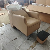 Fauteuil de lavage moderne de haute qualité pour salon de coiffure, couleur personnalisable avec cuvette en céramique, lit de lavage pour barbier