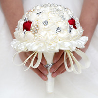 Bouquet de mariée artisanal en strass de 18 cm, entièrement en cristal, pour la mariée, décoration de fête
