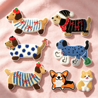 Patch brodé personnalisable motif Teckel dessin animé, autocollants pour vêtements, accessoires, coques de téléphone, décoration intérieure