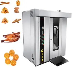 Oven Putar Roti 16 32 64 Baki Oven Putar, untuk Roti Biskuit Kue Pizza Ayam/Gas/Listrik/Diesel Oven Roti Putar