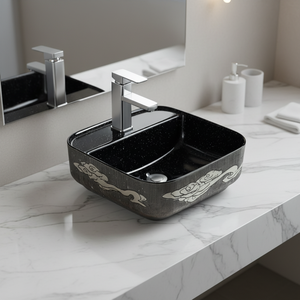 <span class=keywords><strong>Lavabo</strong></span> de Cerámica Integrado ZOGII Antique Black Rock, <span class=keywords><strong>Lavabo</strong></span> de Lujo para Hoteles de Alta Gama, Diseño Personalizable para Baños Domésticos - Product Image 1