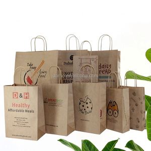 ถุงกระดาษคราฟท์สีน้ำตาลรีไซเคิลสำหรับบรรจุภัณฑ์อาหารและของชำแบบขายส่ง - Product Image 1
