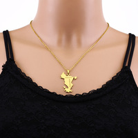 Pendentif Collier Bijou de Mode en Acier Inoxydable PVD Étanche Carte de l'Île de Mayotte France Vente en Gros pour Femmes Hommes