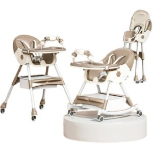 Convertible High Chair for Babies and <strong>Toddlers</strong> Baby High Chair with Double Safe Tray Booster Seat and <strong>Rocker</strong> - Product Image 3