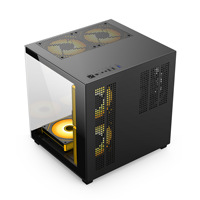 Boîtier de jeu pour ordinateur de bureau Micro ATX vertical, petit, avec panneau latéral en verre transparent