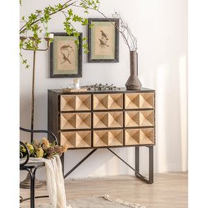 Bàn Cạnh Lối Vào Hành Lang Bằng Gỗ Hiện Đại Đế Nội Thất Phòng Khách Bàn Điều Khiển Thiết Kế Sáng Tạo Có Ngăn Kéo Bằng Sắt Rèn - Product Image 2