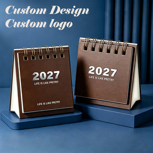 Calendario de Escritorio Perpetuo Marrón Estilo Agenda 2027, Impresión Personalizada, Planificador Semanal, Calendario de Mesa para el Hogar y la Oficina - Product Image 1