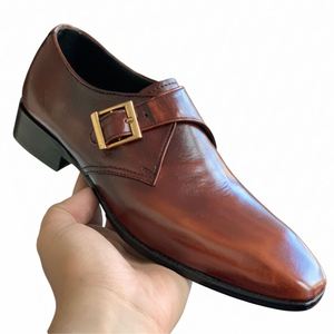 Chaussures pour hommes en cuir véritable faites à la main, style britannique décontracté, noires, formelles, pour mariage et soirée, à tige haute - Product Image 5