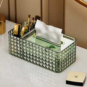 luxury crystal plastic desktop facial tissue box paper organizer holder cover bathroom creative clear acrylic tissue box