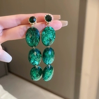Boucles d'oreilles pendantes élégantes en résine verte ovale, bijoux de mode très vendus
