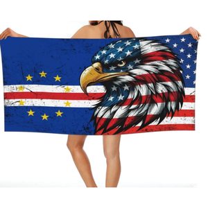 Serviette de plage en microfibre imprimée avec l'emblème national du <span class=keywords><strong>Cap</strong></span>-<span class=keywords><strong>Vert</strong></span> et des États-Unis, motif drapeau, pour la salle de bain familiale et l'hôtel - Product Image 1