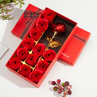 Xi You Le Little Bear 12 Buket Sabun Mawar Kotak Hadiah Hari Valentine Romantis untuk Pacar Bunga Abadi Kreatif Buatan Tangan