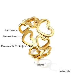 European Adjustable Multi Layer <b>Rings</b> Hollow Personalized Stainless Steel Jewelry <b>Rings</b> Open Heart Tarnish Free 18K <b>Gold</b> <b>Ring</b> - Product Image 2