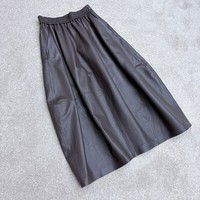 Jupes longues vintage en cuir véritable à taille élastique pour femmes, en peau de mouton avec poches latérales, jupe maxi style streetwear