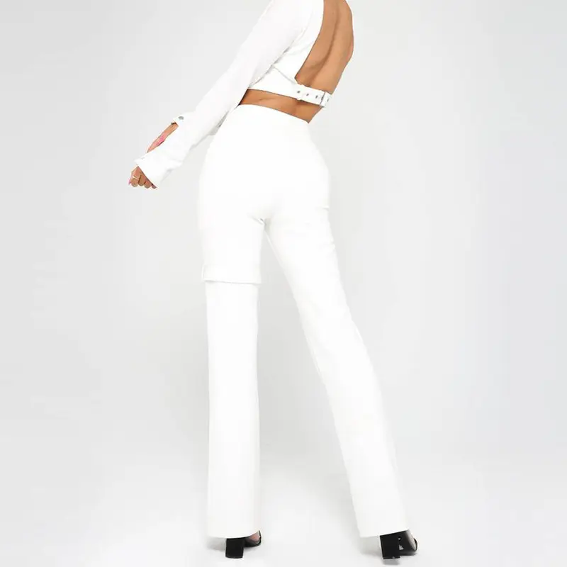 2020 new fashion women trousers white black Lace-up sexy leggings stretch pencil pants