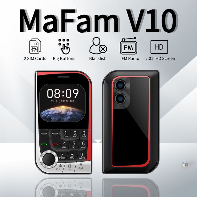 V10 Basic Feature Phone: 2 SIM Slots, Large Buttons, FM Radio & 2.01'' HD Display