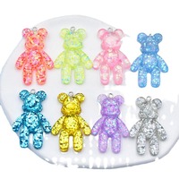 Perles en résine simulées, paillettes, ours en peluche en trois dimensions, perles pour boucles d'oreilles, porte-clés, pendentif, accessoires de bijoux DIY