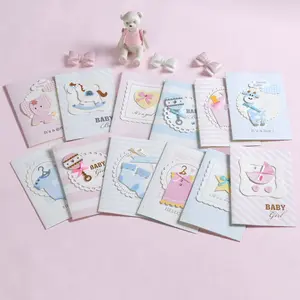 봉투와 12 디자인 축복 카드 신생아 아기 샤워 소년 소녀 100 일 첫 번째 생일 세례 인사말 카드