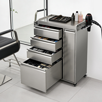 Mueble de Almacenamiento Moderno de Acero Inoxidable con Estantes Abiertos para Productos de Belleza, Cosméticos, Hogar y Oficina
